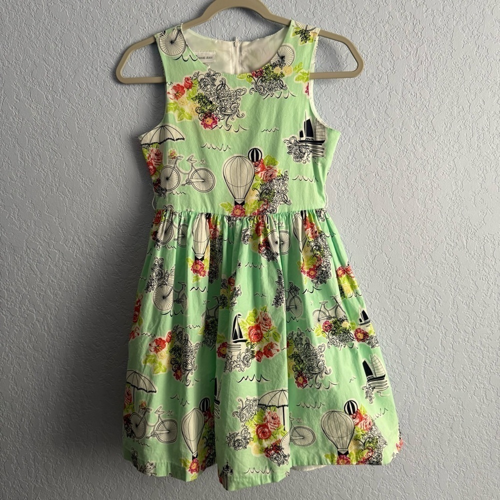 Bonnie Jean Girls Cotton Sleeveless Lined Hot Air Balloon Print Dress